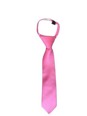 Jacob Alexander Boy's 11" Pretied Solid Color Zipper Tie - Pink
